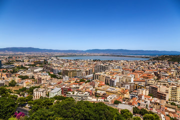 Fototapeta na wymiar Cagliari, Sardinia, Italy. Scenic view from the tower of San Pancrazio