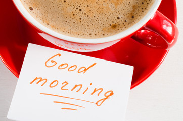 Cappuccino Mug and Notes Good Morning.