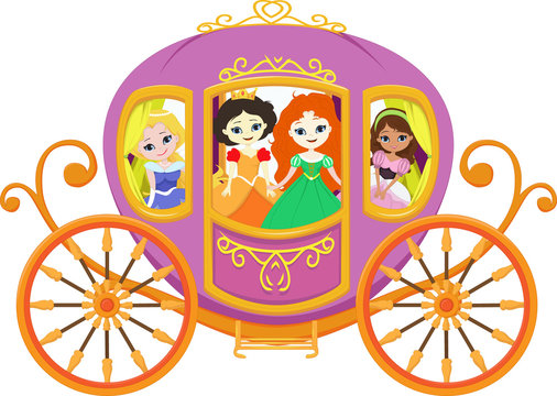 happy princess with royal carriage