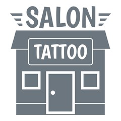 House tattoo salon logo, simple gray style