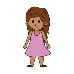 happy girl with long hair and tan skin icon image vector illustration design 