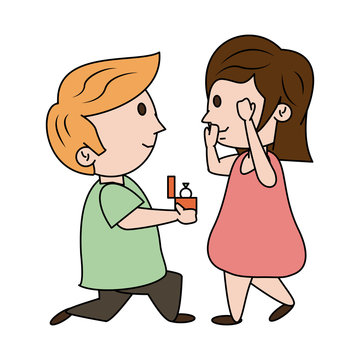 man proposing to woman couple cute  icon image vector illustration design 