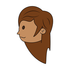 happy girl with long hair and tan skin icon image vector illustration design 