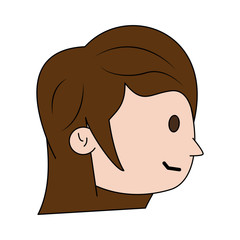 happy girl with short hair icon image vector illustration design 