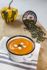 Pumpkin cream on bowl