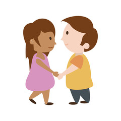man and woman holding hands couple cute  icon image vector illustration design 