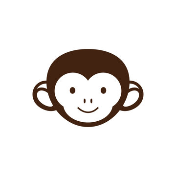 Cute monkey face, vector illustration logo design