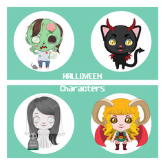 Cute Halloween monsters collection