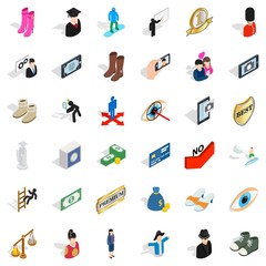 Body icons set, isometric style