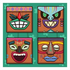 Tiki face tiles