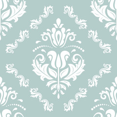 Orient vector classic blue and white pattern. Seamless abstract background with repeating elements. Orient background