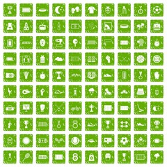 100 stadium icons set grunge green