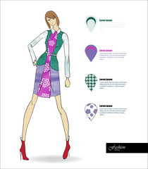 SKETCH. Fashion girls on a white background.