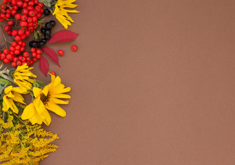 Autumn flat lay pattern frame