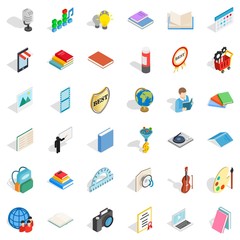 Book icons set, isometric style