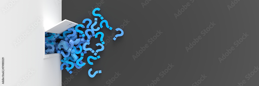 Canvas Prints infinite question marks getting out of a door, original 3d rendering.