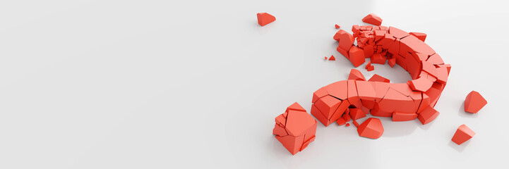 Broken question mark, original 3d rendering