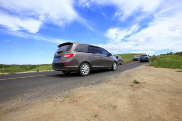Obraz na płótnie Canvas asphalt road on grassland