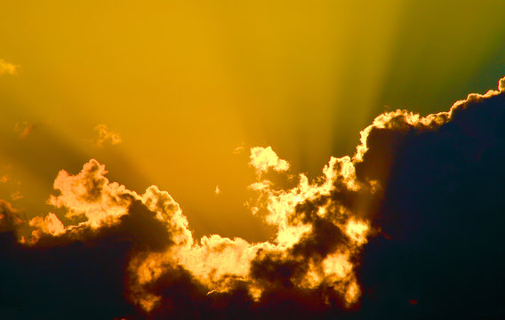 Fiery Clouds and Sun Rays