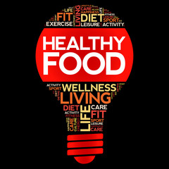 Fototapeta premium Healthy Food bulb word cloud collage, health concept