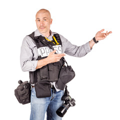 military press photographer with a professional camera.