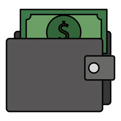 wallet money with bills vector illustration design