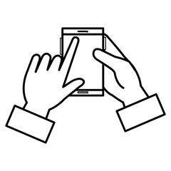 hand human with smartphone device isolated icon vector illustration design