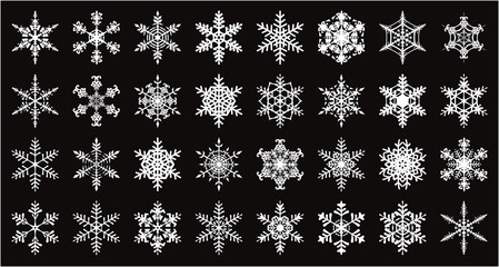 雪の結晶のベクター素材32個セット　Snowflakes - 32 pcs	 - obrazy, fototapety, plakaty