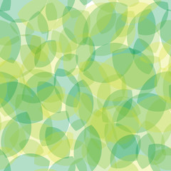 Seamless pattern with green leaves. Transparent leaves on a light background.