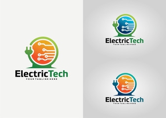 Electric Tech Logo Template Design Vector, Emblem, Design Concept, Creative Symbol, Icon