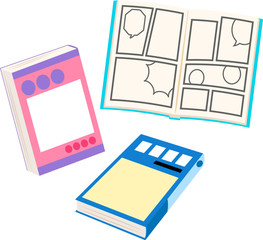 Naklejka premium 漫画本のイラストセット