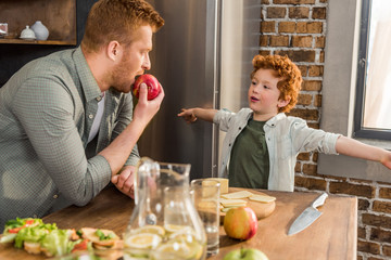 son and father at home
