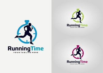 Running Time Logo Template Design Vector, Emblem, Design Concept, Creative Symbol, Icon