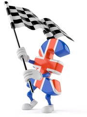 Pound currency character with race flag
