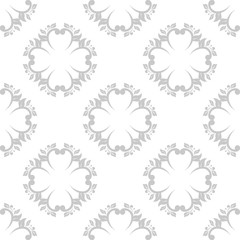 Floral ornamental seamless pattern. Gray decoration on white background
