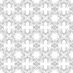 Floral baroque print. Seamless pattern. Black decoration on white background