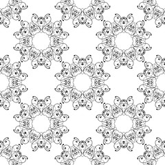 Floral seamless pattern. Round decorations on white background