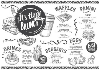 Brunch menu restaurant, food template.