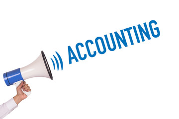 Hand Holding Megaphone with ACCOUNTING Announcement