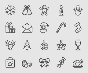 Merry christmas line icon