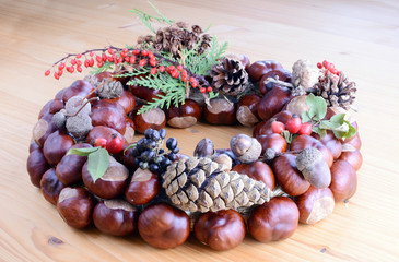Handmade production Christmas wreaths for an advent.