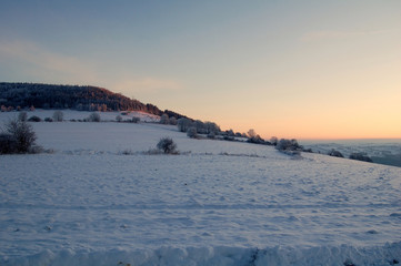 Sonnenaufgang im Winter am P&ouml;hlberg in Annaberg-Buchholz