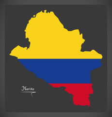 Narino map of Colombia with Colombian national flag illustration