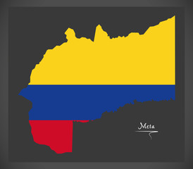 Obraz premium Meta map of Colombia with Colombian national flag illustration