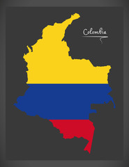 Colombia with Colombian national flag illustration