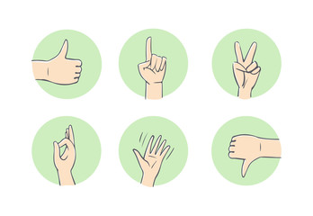 Vector set signs and symbols of the fingers drawing hand