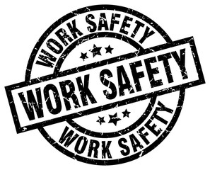 work safety round grunge black stamp