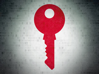 Security concept: Key on Digital Data Paper background