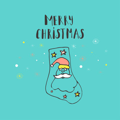 Merry Christmas cute greeting postcard
