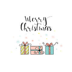 Obraz na płótnie Canvas Merry Christmas cute greeting card